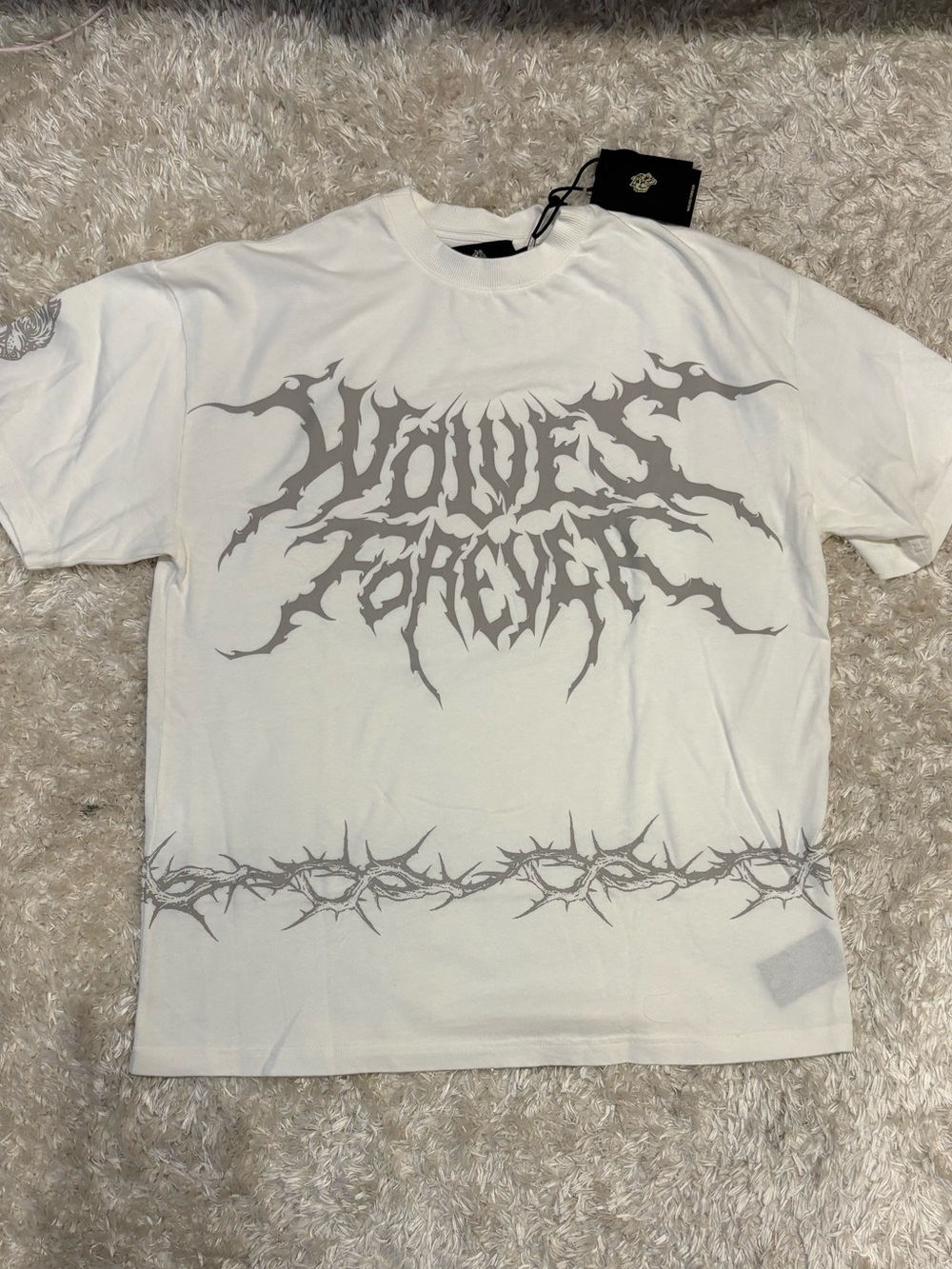 Darc Sport White Short Sleeve Tee Grey Wolves Forever Logo Graphic Gym Culture